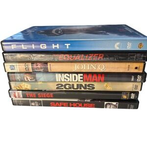Denzel Washington DVD Movie Lot 7-Pack Equalizer Flight 2 Guns Inside Man Action